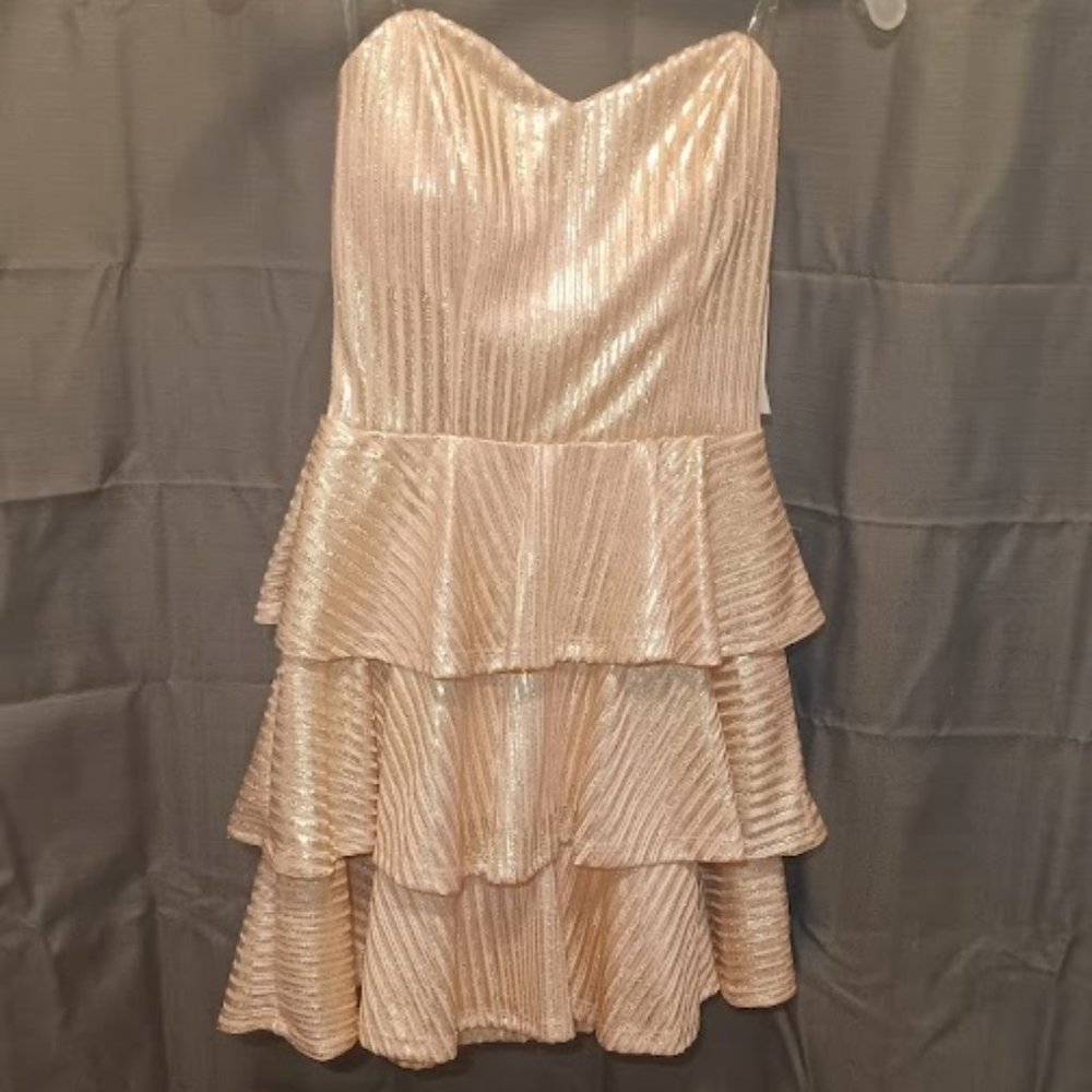 NWT Trixie Rose Gold Prom Dress - tube top size 3